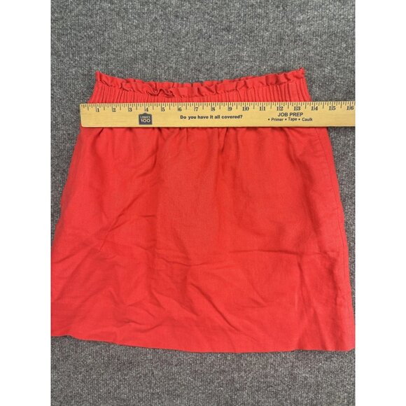 J Crew Skirt Womens 0 Red Linen Cotton Blend Pull On Elastic Waist Summer Casual - Picture 3 of 6